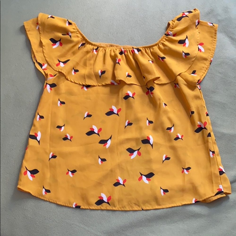 Yellow Printed off the Shoulder Blouse